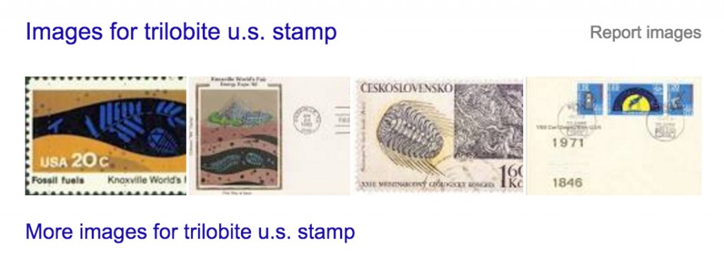 Google search for trilobites on U.S. stamps